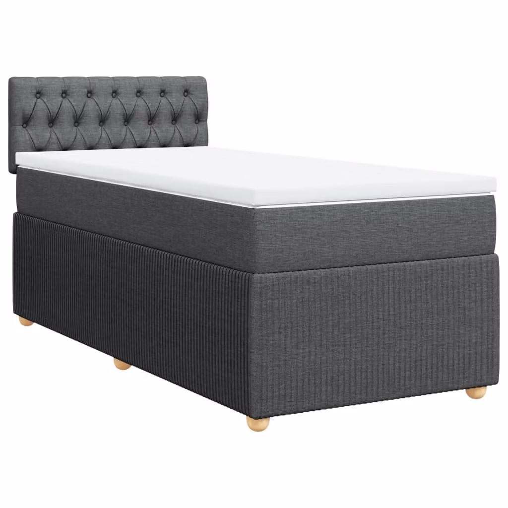 Giroletto a Molle con Materasso Grigio Scuro 90x200 cm Tessuto
