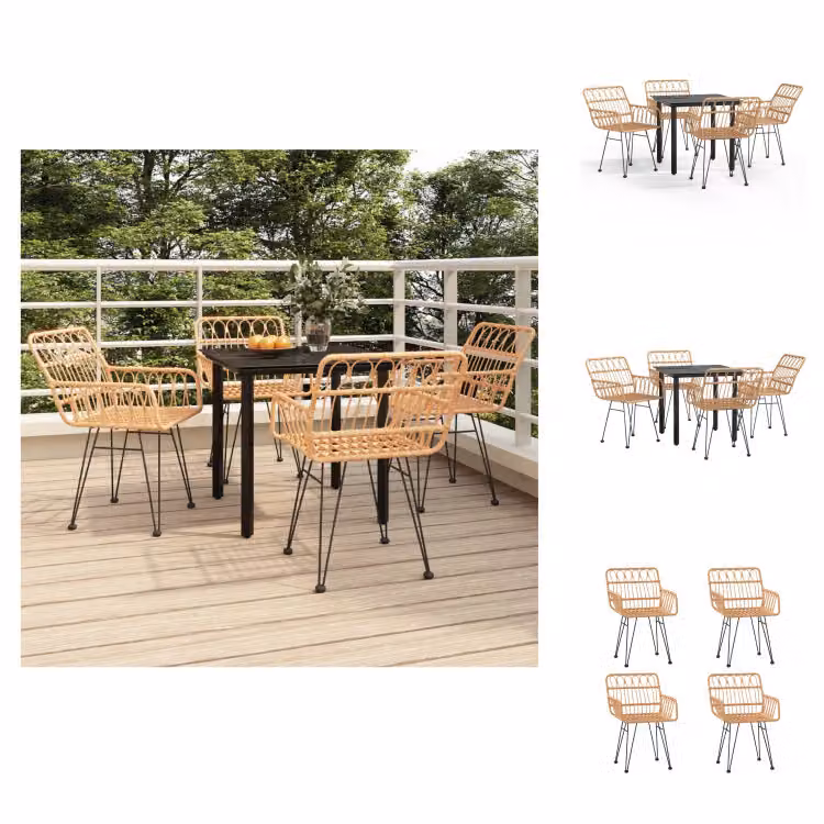 vidaXL Set da pranzo da giardino 5 pezzi in rattan - Set di mobili da giardino