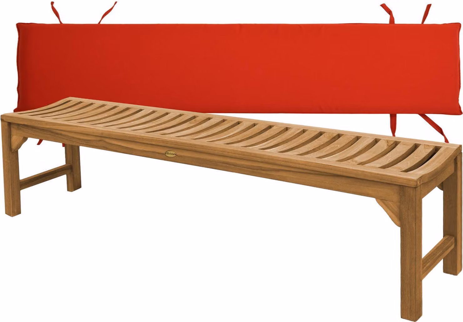 Panca in teak massello, modello Ferrara, 180 cm, resistente agli agenti atmosferici, con cuscino seduta rosso