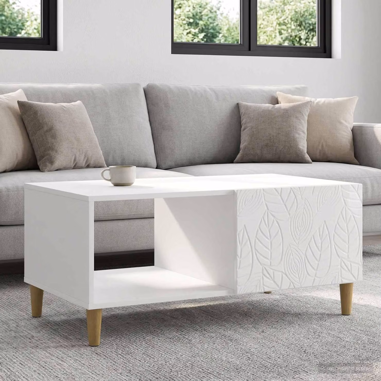 Maison Exclusive - Tavolino bianco lucido 90 x 50 x 40 cm in materiale derivato dal legno