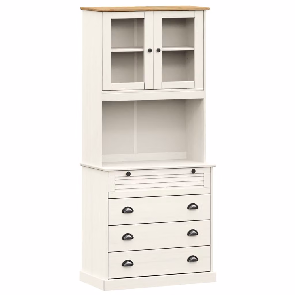 Credenza VIGO Bianca 80x40x176 cm in Legno Massello di Pino