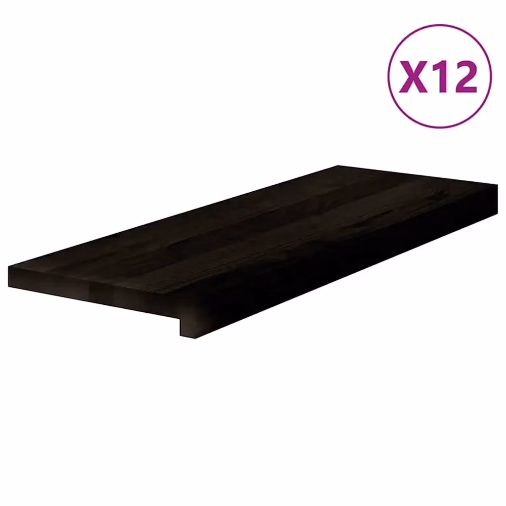 Set di 12 gradini in legno massello di rovere marrone scuro vidaXL L: 70 cm, P: 25 cm, H: 2 cm – 2