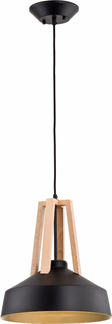 Lampada a sospensione Drop, nero e legno chiaro, 1xE27x60W, metallo, dimensioni: 95x33x33 cm, IP20, Alfa