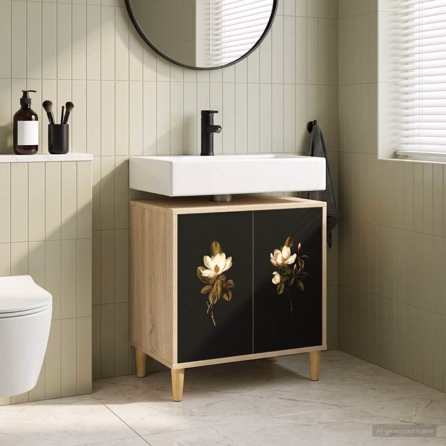Mobile da bagno vidaXL BREMEN moderno in legno color marrone L 60 cm x P 40 cm x H 60 cm
