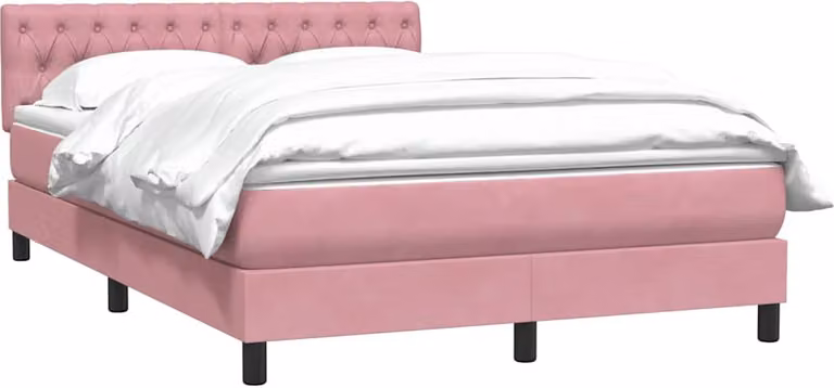 Giroletto a Molle con Materasso Rosa 160x210 cm in Velluto