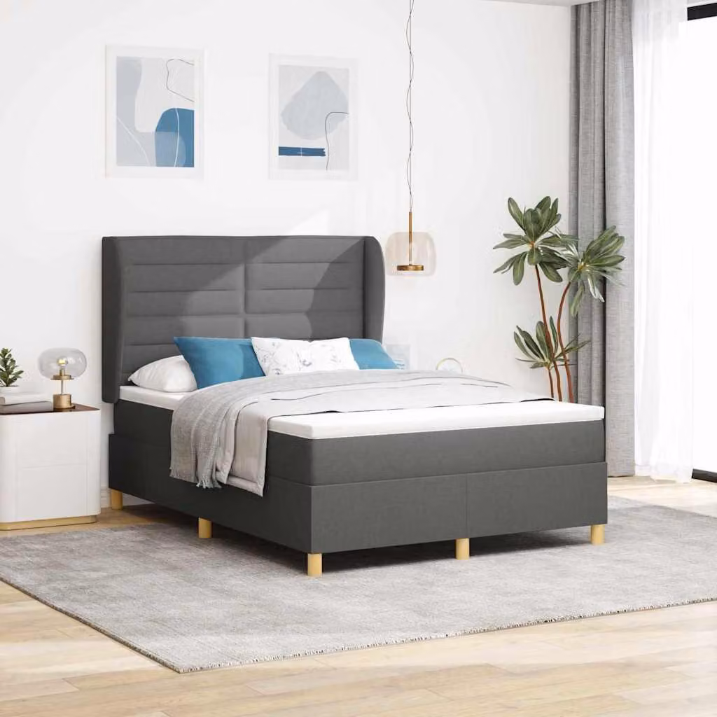 Maison Exclusive - Letto boxspring con materasso, grigio scuro, 200 x 160 cm, tessuto