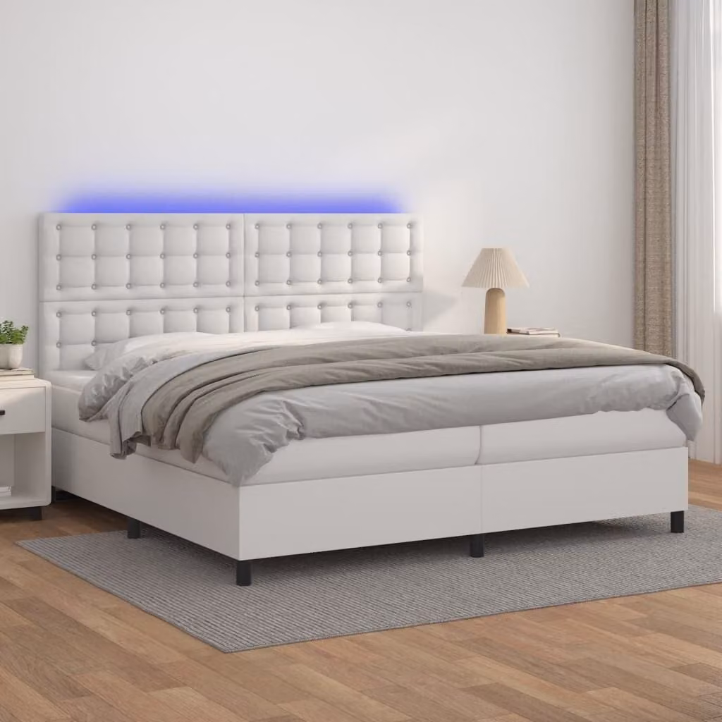 Maison Exclusive - Giroletto Molle con Materasso e LED Bianco 200x200cm Pelle finta