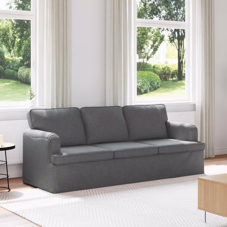 Divano vidaXL in tessuto grigio scuro con struttura in metallo, L: 201 cm, P: 80 cm, H: 85 cm