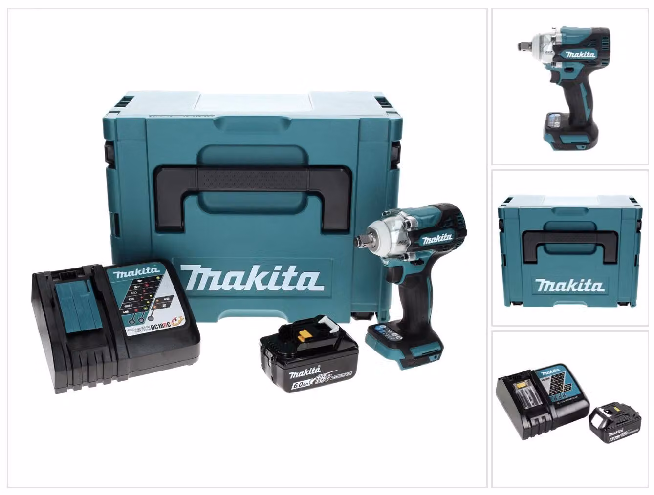 Makita DTW 300 RG1J Avvitatore ad impulsi a batteria 18V 330Nm 1/2" Brushless + 1x Batteria 6,0 Ah + Caricabatterie + Valigetta Makpac