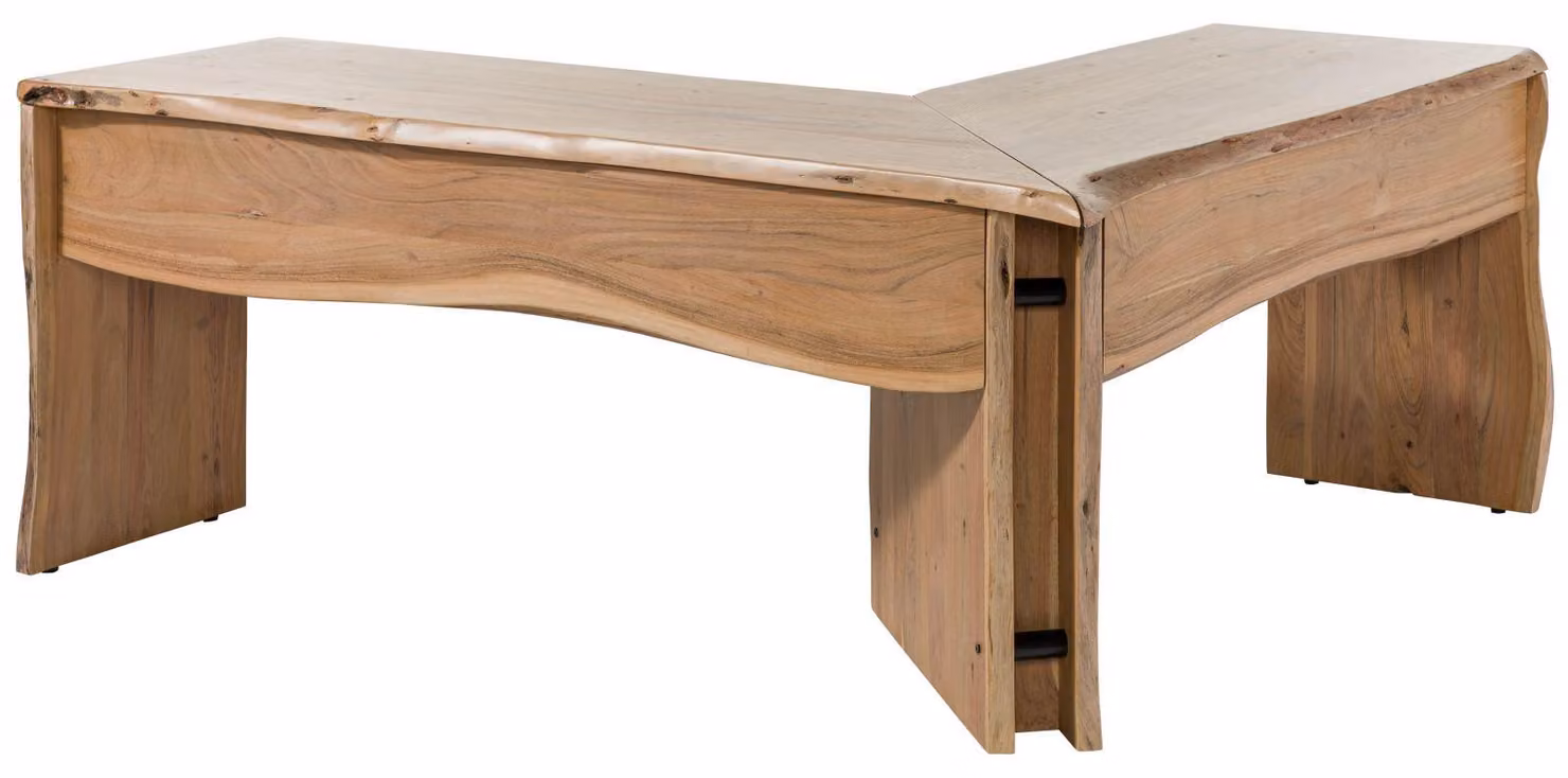 MASSIVMOEBEL24 | scrivania in legno di Acacia 185x163x76 acacia naturale laccato PURE ACACIA #749