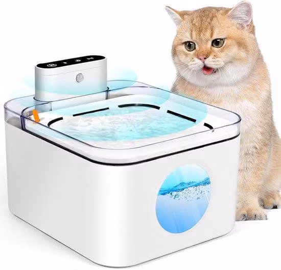 Fontana intelligente per gatti da 3 litri, senza fili, con sensore di movimento e batteria.