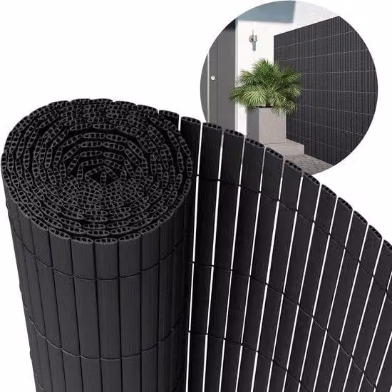 Parete divisoria per balcone color antracite - Modello in PVC con triplo rinforzo - 160x400 cm - Divisorio per terrazza