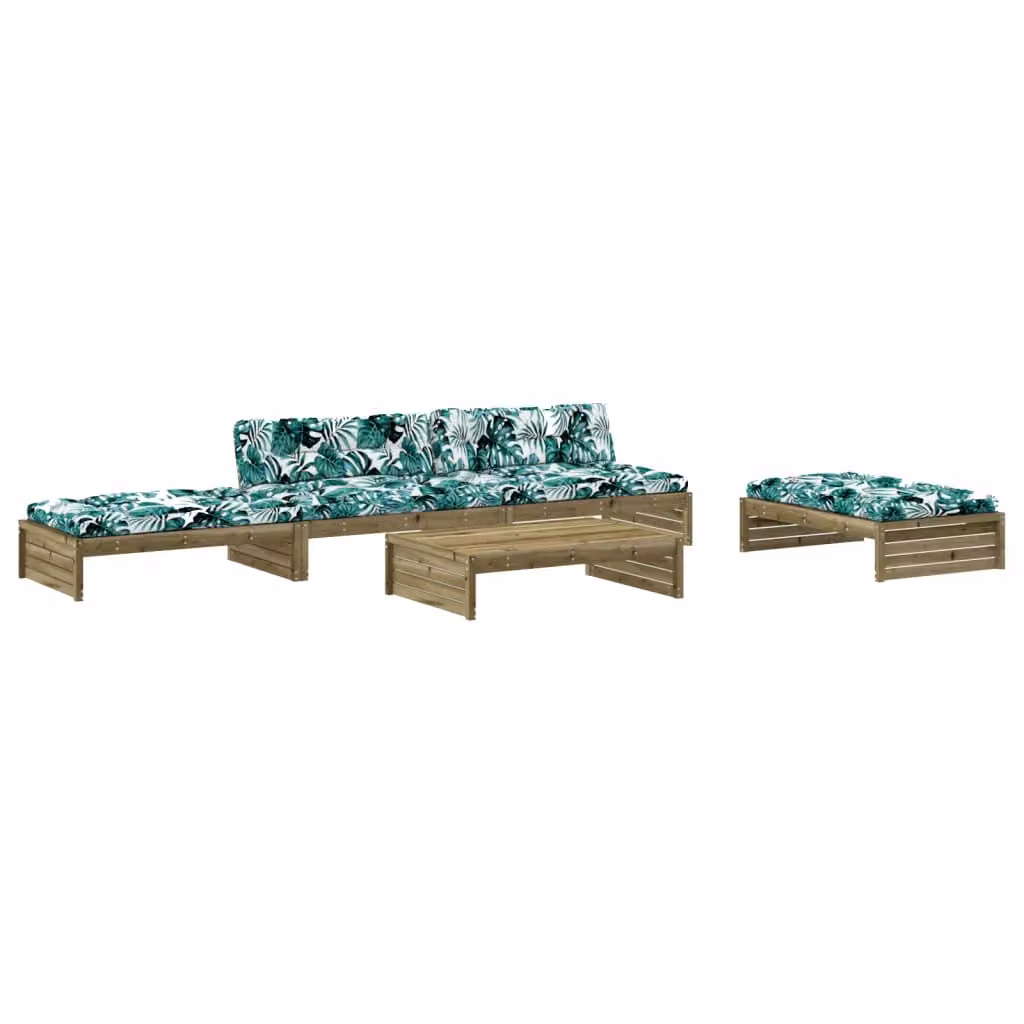 Set Divani da Giardino 5pz con Cuscini Legno Impregnato di Pino