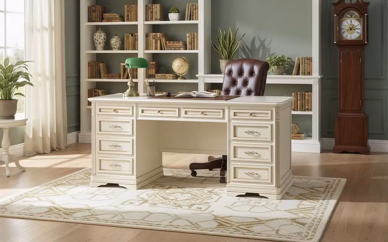 Scrivania con 10 cassetti in legno Mobili 2G L: 180 cm, P: 90 cm, H: 82 cm – 2