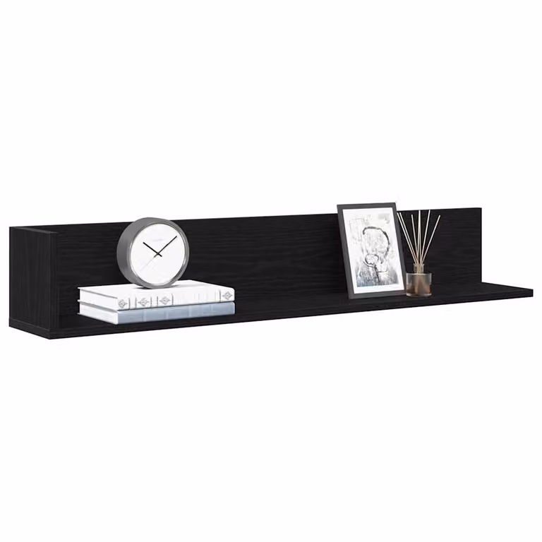 Set di 2 mensole da parete vidaXL in legno multistrato e MDF, colore nero opaco, L 100 x P 16,5 x H 16,5 cm
