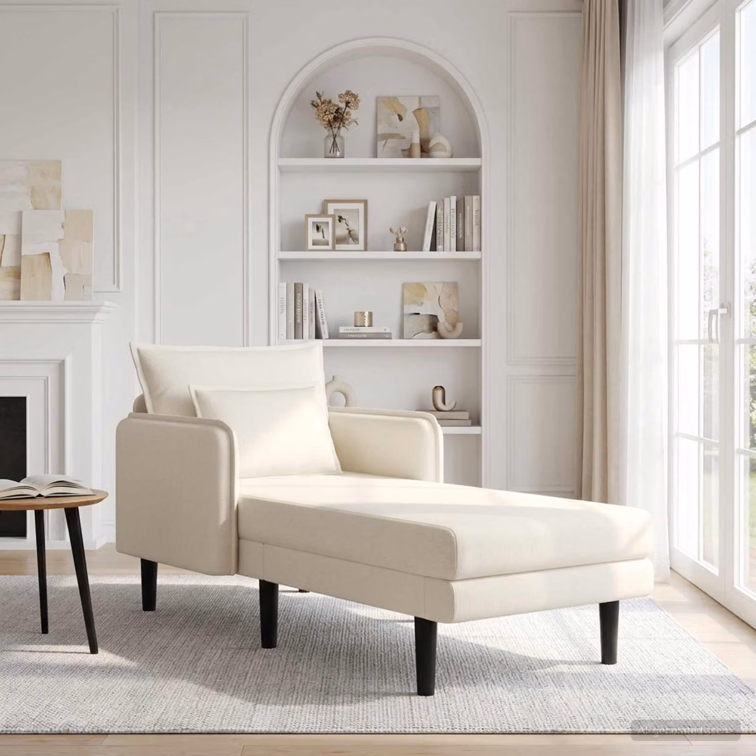 Chaise longue oversize vidaXL in velluto a coste beige con cuscini inclusi L 173 x P 84 x H 86 cm
