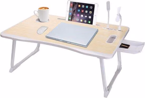 Scrivania pieghevole elettricamente per laptop con porta USB e maniglia