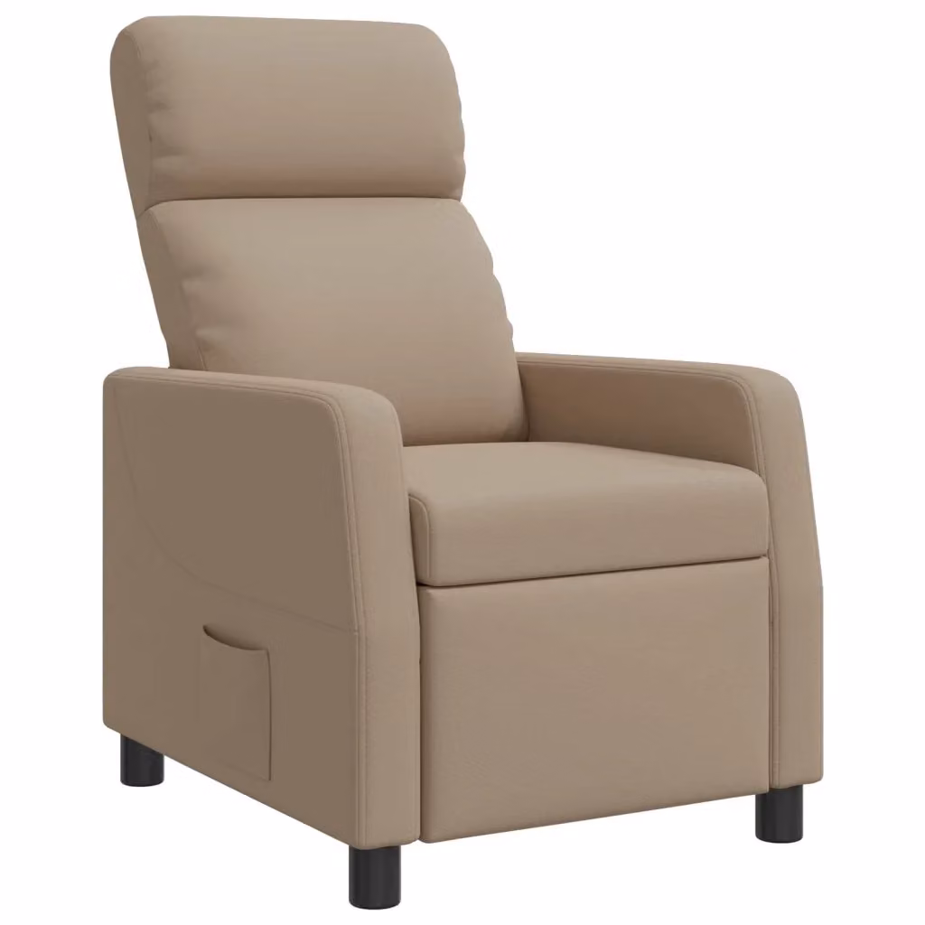 Poltrona reclinabile relax in similpelle beige con braccioli per soggiorno – 2