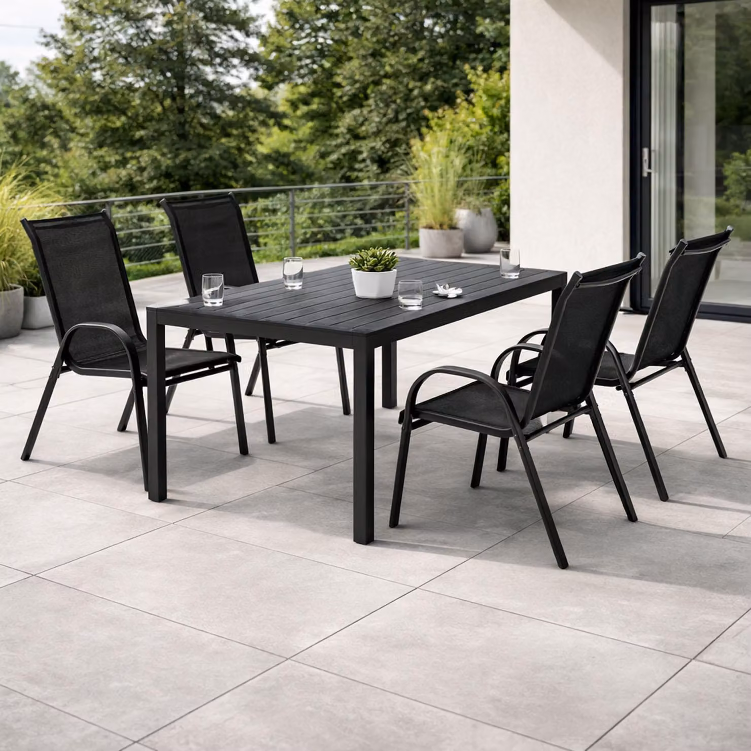 Set da giardino Set di sedute 5 pezzi 160x90 cm Non-Wood antracite/grigio