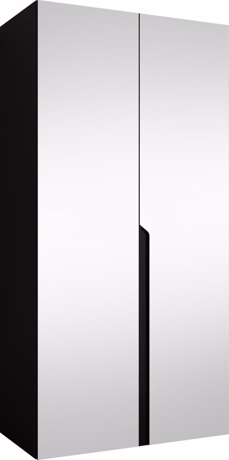 MIRJAN24 Armadio Mila 3 100 con specchio, camera da letto, armadio, con due ante a battente e asta appendiabiti, moderno, armadio guardaroba (colore: nero + nero)