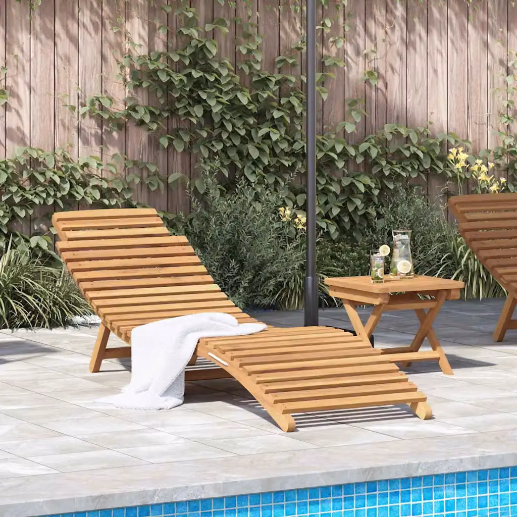 Set di 2 lettini da sole vidaXL in legno di teak massiccio marrone per giardino e terrazza