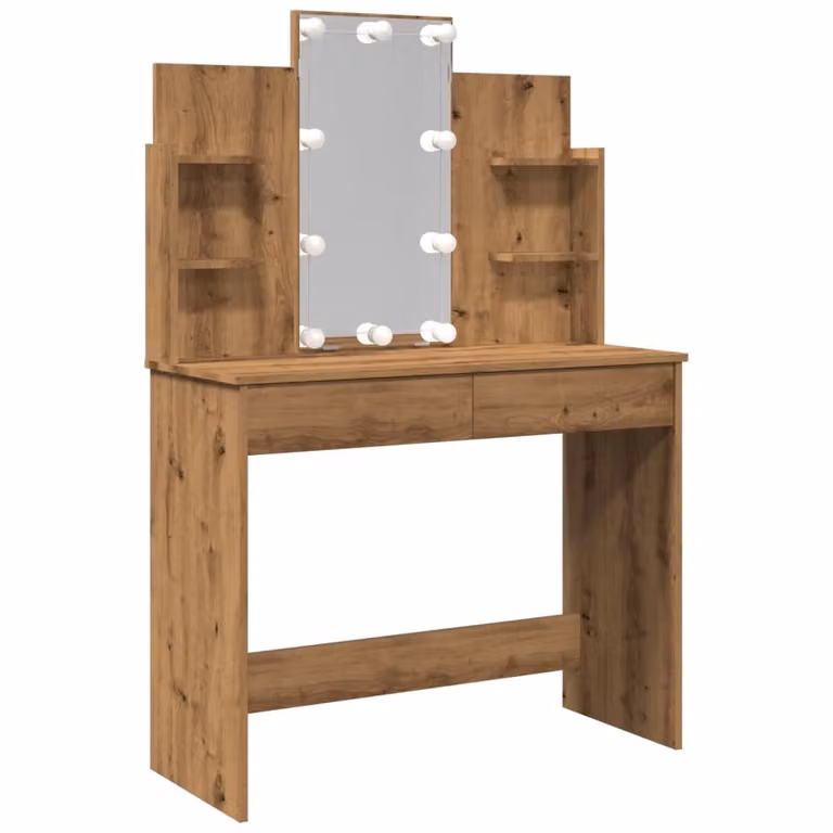 Toeletta con Luci LED Rovere Artigianale 96x40x142 cm