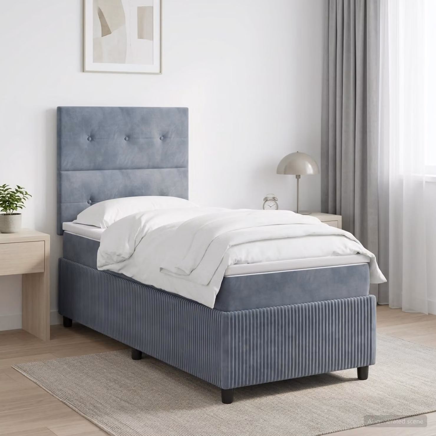 Maison Exclusive - Letto boxspring con materasso grigio scuro 100 x 200 cm velluto