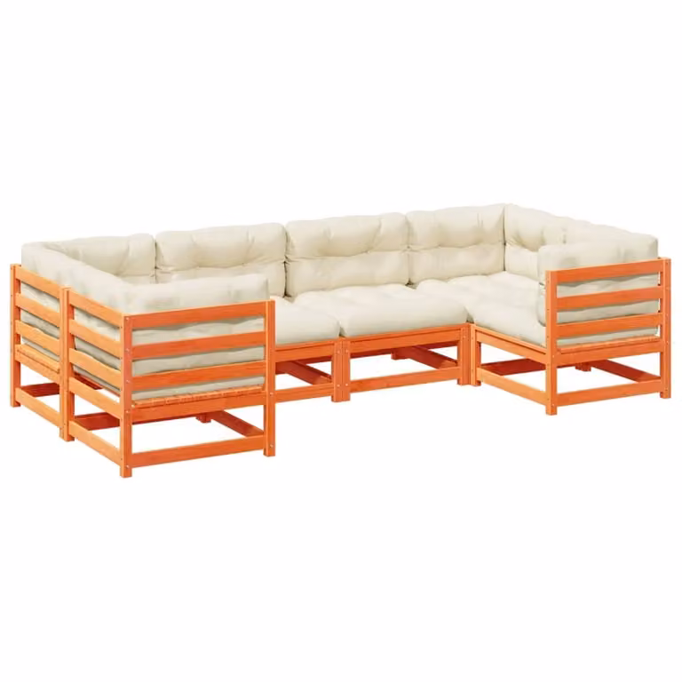 Maison Exclusive - Set Divani Giardino 6pz con Cuscini Marrone Cera Massello Pino