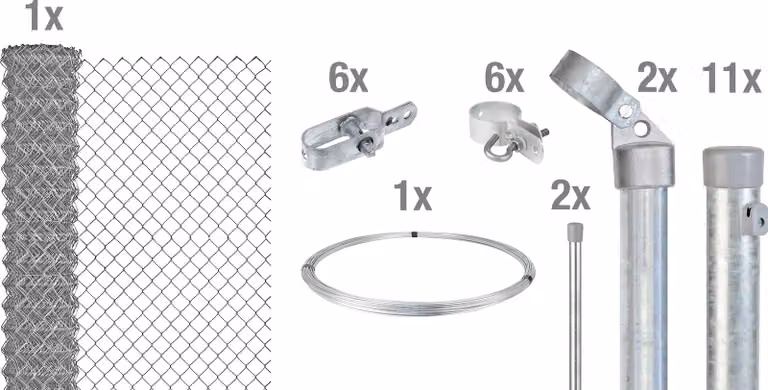 Alberts 634247 Recinzione in rete metallica come set completo di recinzione, per la posa nel calcestruzzo, zincata, altezza 120 cm, lunghezza 25 m