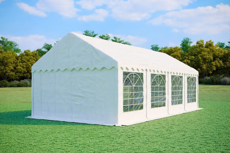 Tenda per eventi, dimensioni 4x8 metri, PVC standard, 500 g/m², colore bianco