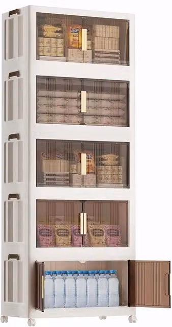 Scatola di archiviazione pieghevole con coperchio 5 cassetti organizzatore con ruote scatola di archiviazione pieghevole per la casa, soggiorno, ufficio, appartamento universitario • 721QT