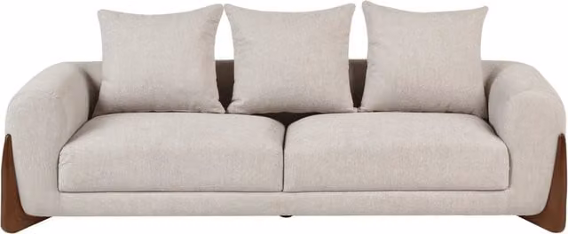Divano a 3 posti Beliani in tessuto beige e marrone con cuscini decorativi e coperture rimovibili, stile moderno per soggiorno
