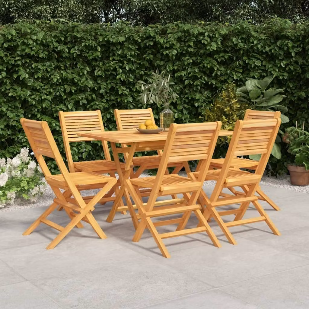 The Living Store 7 pezzi. Set da pranzo da giardino in legno massiccio teak