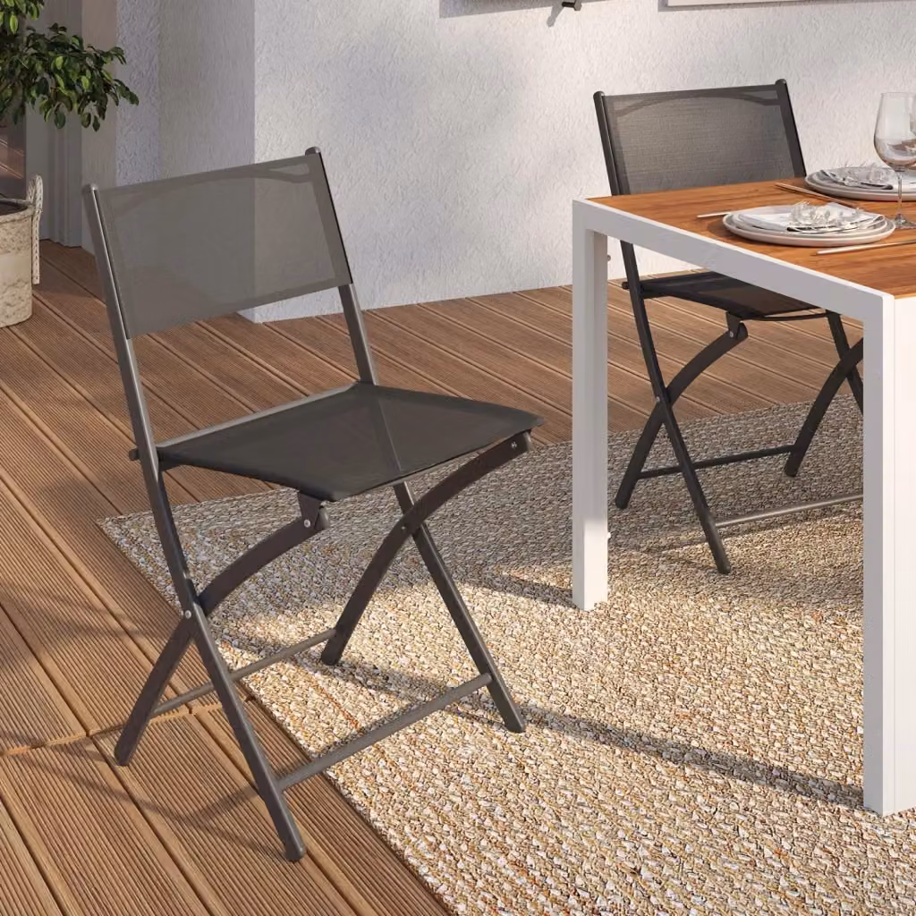 Set di 6 sedie da giardino pieghevoli BASTIA IDMarket in metallo e textilene grigio antracite – 2