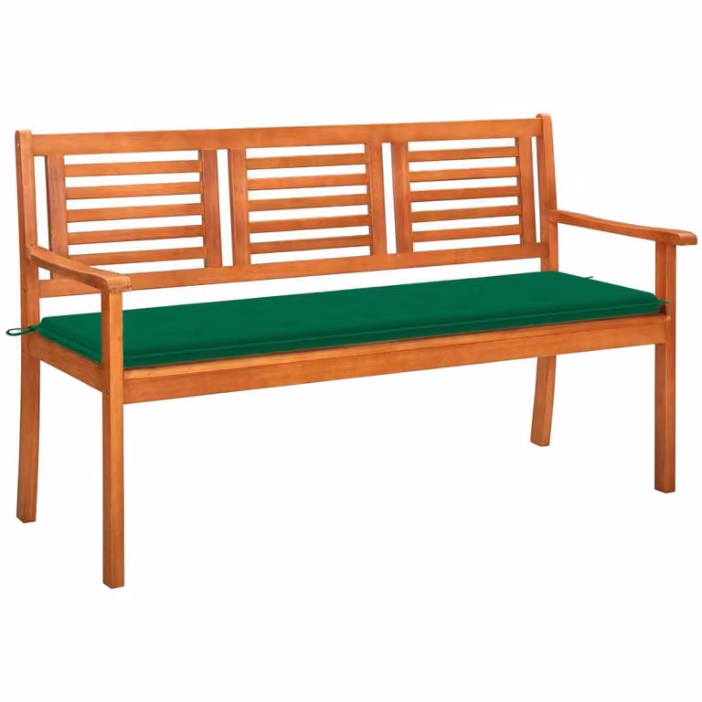 panca da giardino a 3 posti con cuscino 150 cm in legno massiccio di eucalipto