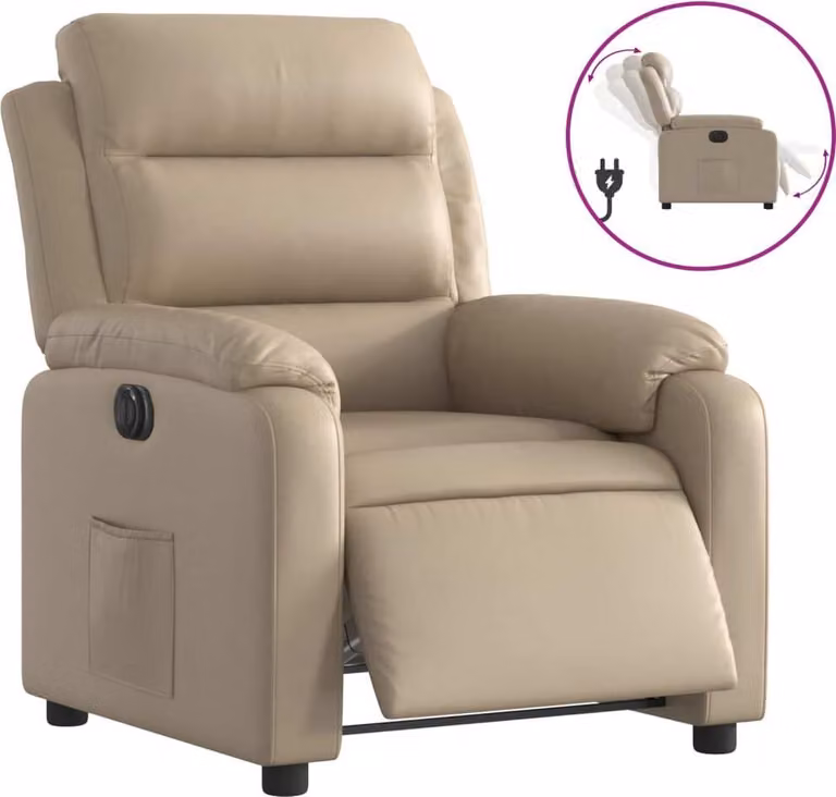 Poltrona Reclinabile Elettrica Cappuccino in Pelle finta