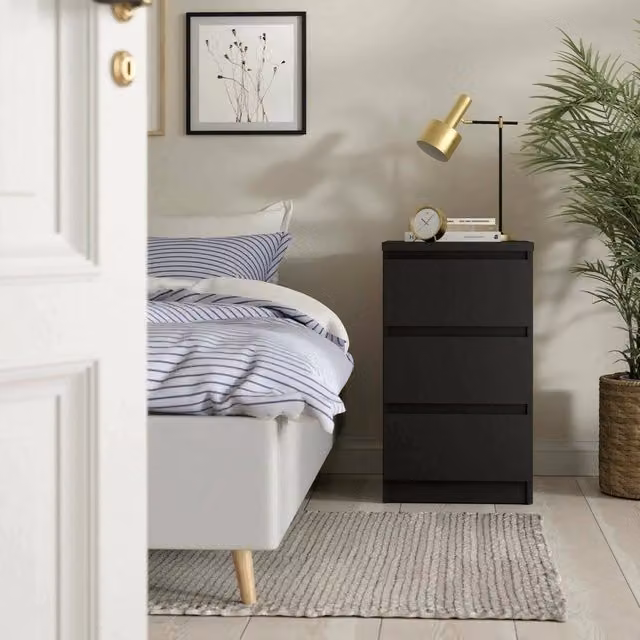 Cassettiera DMORA multifunzione moderna in colore nero, L 50 cm x P 40 cm x H 70 cm