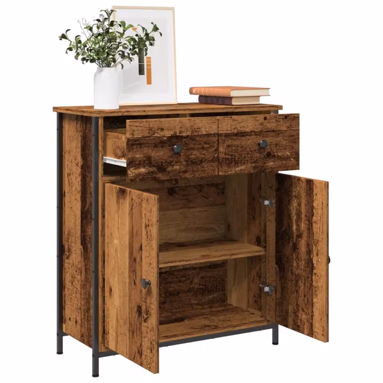 vidaXL Credenza in Legno Antico Marrone con Finitura Opaca L: 70 cm, P: 30 cm, H: 80 cm