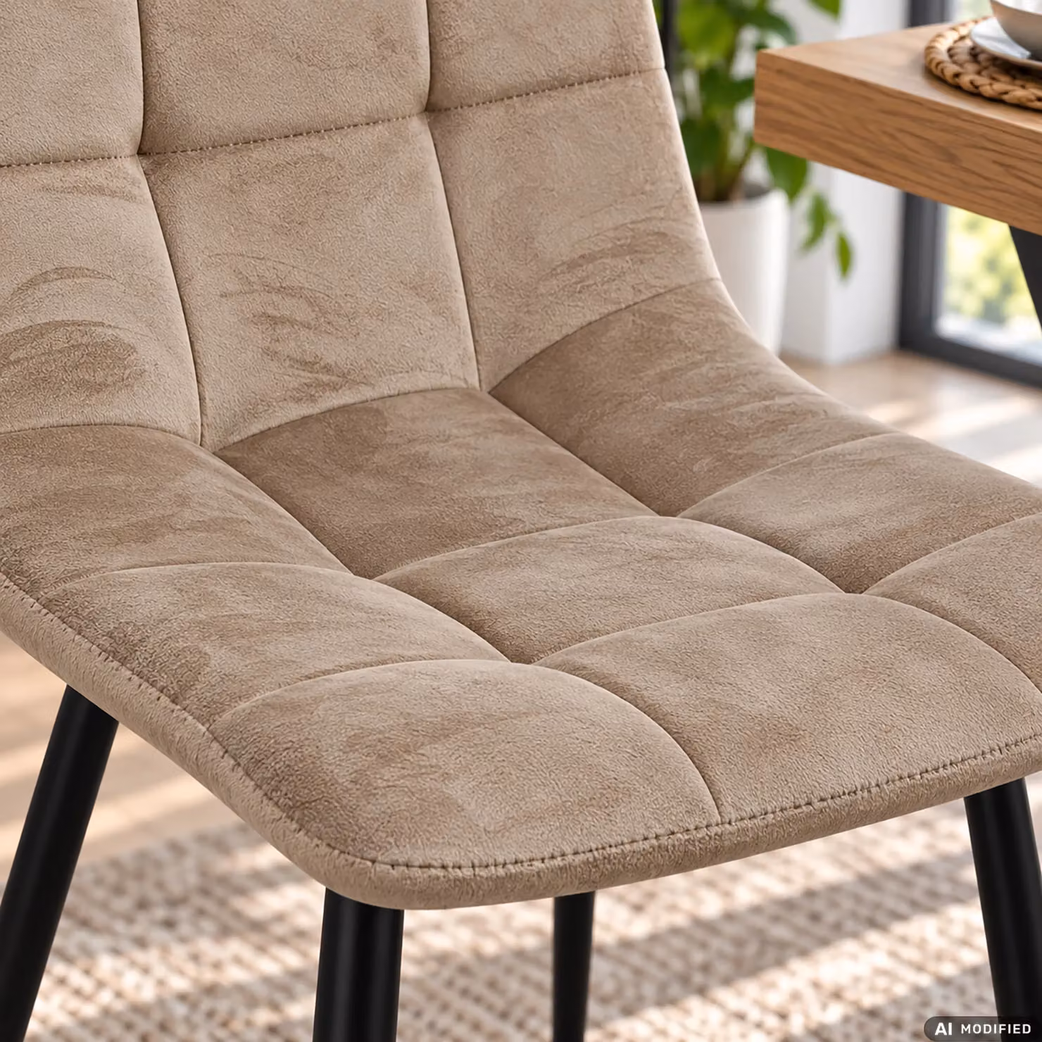 Sedia Imbottita VESTIAMO CASA con Gambe in Metallo, Colore Tortora, H 85 x L 44 x P 40 cm – 3