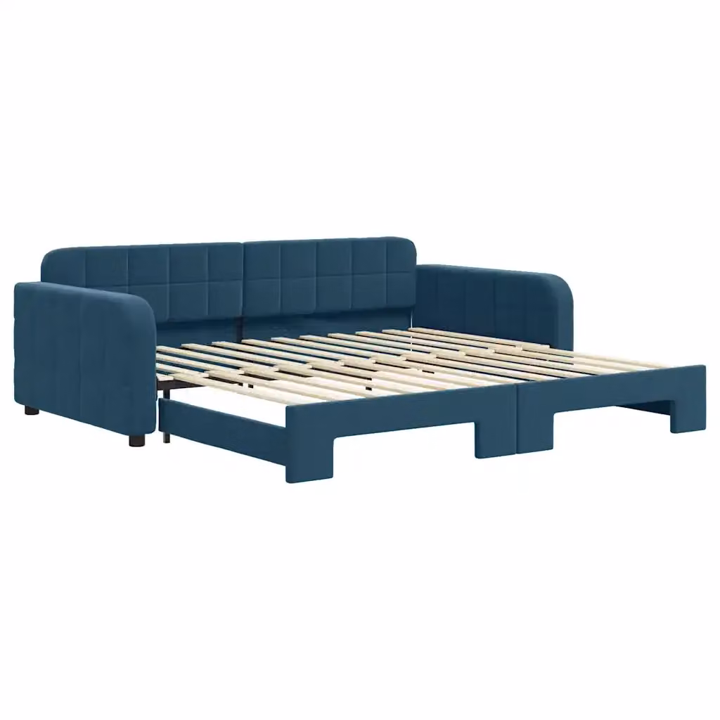 Divano Letto con Letto Estraibile vidaXL in Velluto Blu per Soggiorno e Camera da Letto L: 223 cm, P: 110 cm, H: 71 cm, Letto: 100 x 200 cm – 2