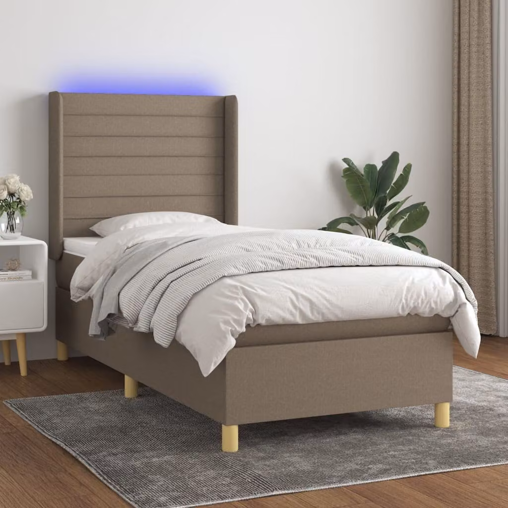Maison Exclusive - Letto a Molle con Materasso e LED Tortora 90x190 cm in Tessuto