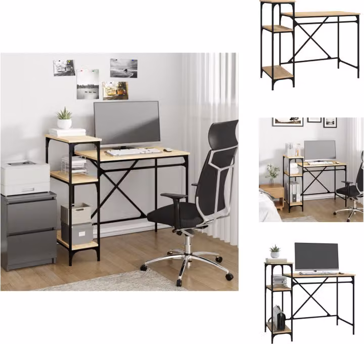 vidaXL Scrivania con ripiano rovere Sonoma 105x50x90 cm materiale a base di legno - Scrivanie
