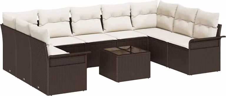 Set Divano da Giardino 10 pcs Grigio polyrattan