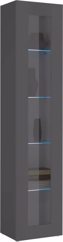 Vetrina Maruska Shopinnotivo in MDF e vetro con ante in vetro, colore antracite opaco, L 40 x H 180 x P 30 cm – 2