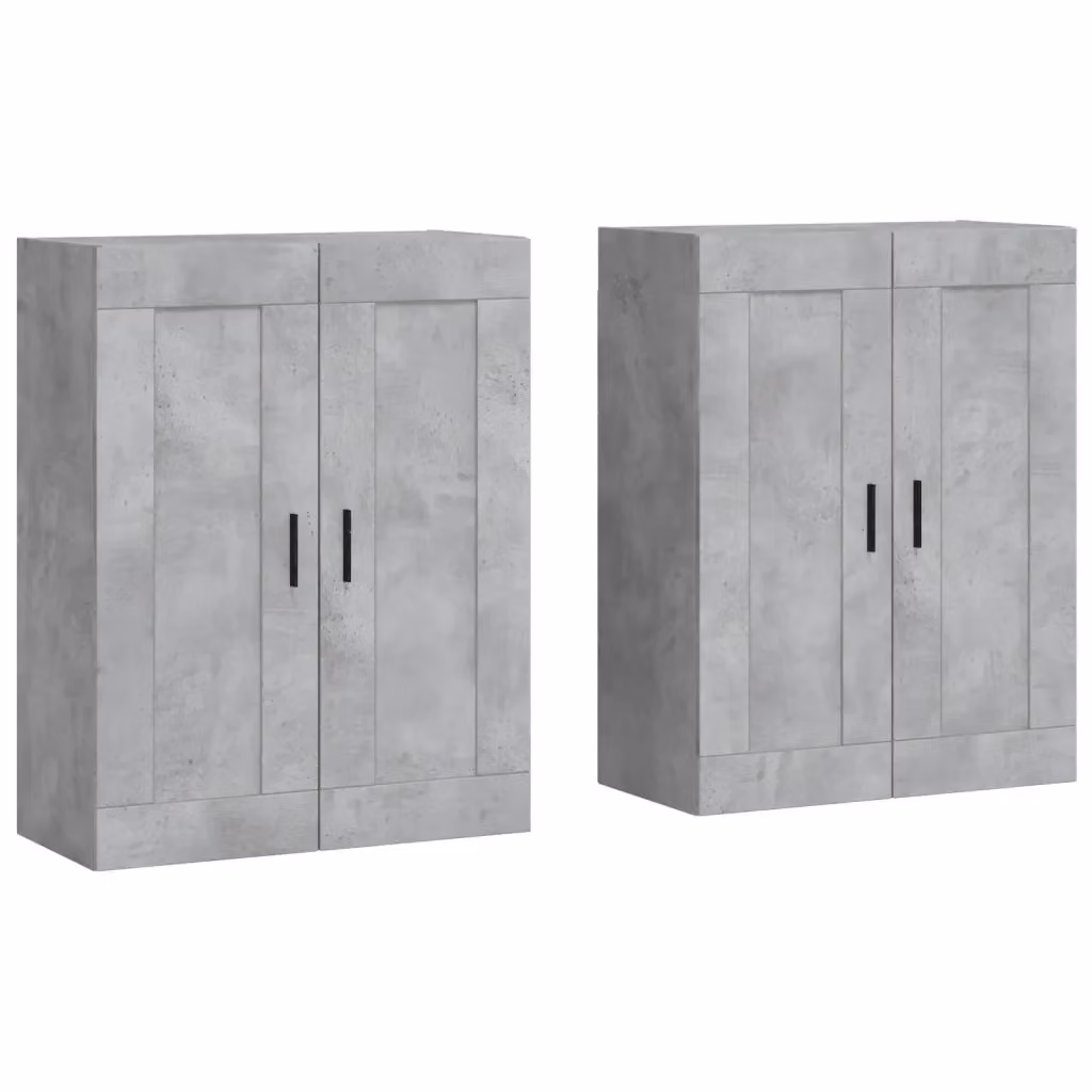 Set di 2 armadietti da parete vidaXL in legno e metallo, colore grigio, design moderno con ante a battente – 2