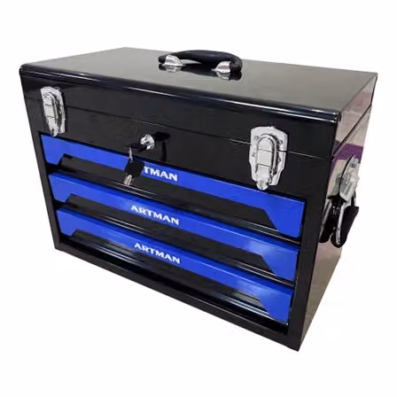 Cassettiera portautensili Chicfurn in acciaio con 3 cassetti e ripiano per officina e garage, nero e blu, L: 50 cm, P: 27 cm, H: 35 cm – 2