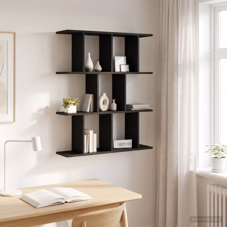 Scaffale da parete moderno vidaXL in MDF nero L: 80 cm, P: 20 cm, H: 96 cm