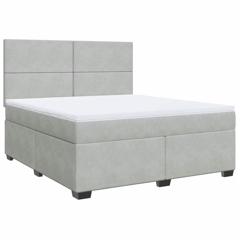 Giroletto a Molle con Materasso Grigio Chiaro 180x200cm Velluto