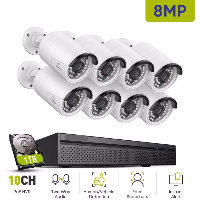 Sistema di videosorveglianza - Telecamere di sicurezza - Telecamera di sicurezza - 4K Ultra HD - Kit di telecamere POE