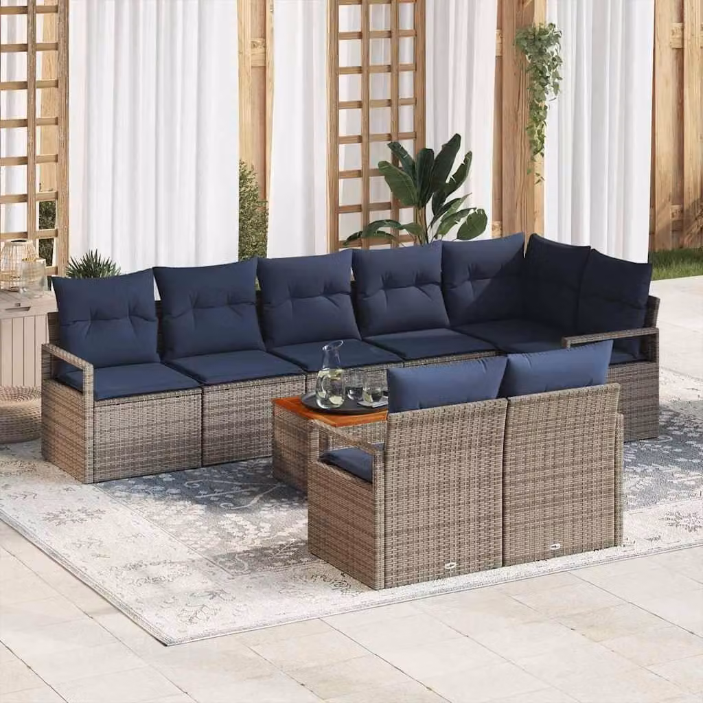 Maison Exclusive - Set da giardino composto da 9 pezzi, divano, colore grigio, realizzato in rattan sintetico